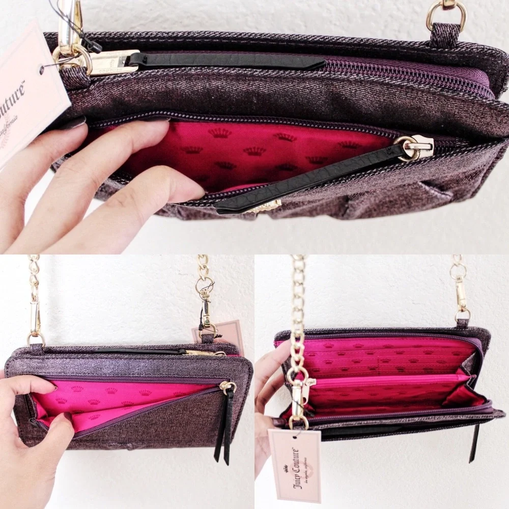 Juicy Couture Metallic Denim Crossbody Wallet